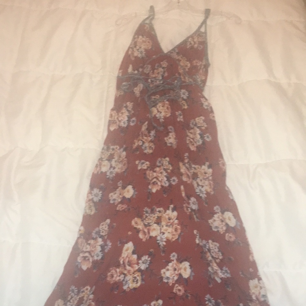 Exhilaration orange maxi dress size medium